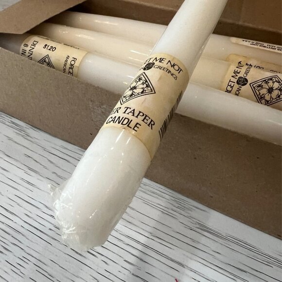12 Vintage White Forget Me Not American Greetings Dinner Taper 8” Candle Sticks - Picture 4 of 4